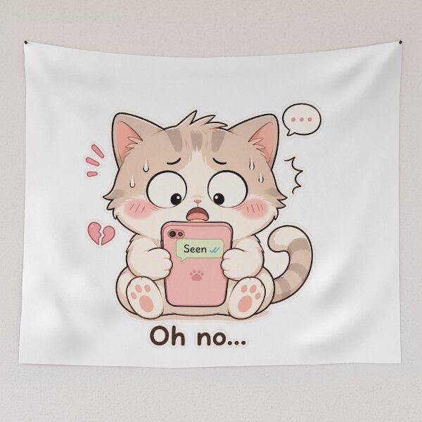 Item preview, Cute Cat Seen Message Anxiety Mood designed and sold by Sadia  Jannat.