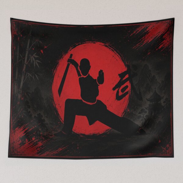Item preview, Warrior Monk Under the Red Moon designed and sold by Fei Long Design Hub.