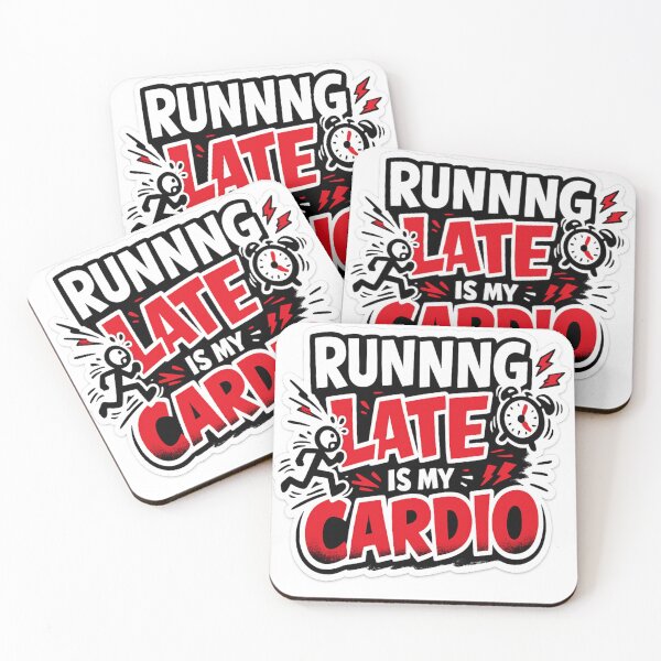 Item preview, Running Late Is My Cardio Funny Typography Sticker | Minimal Workout Humor Design designed and sold by Kannada Ink Studio.