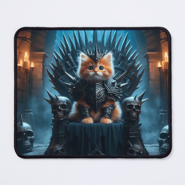 Item preview, Cute Kitten in Medieval Armor on Skull Throne Dark Fantasy designed and sold by breveindu.