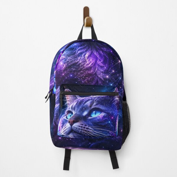 Item preview, Cosmic Galaxy Cat with Headphones Neon Purple Space Art designed and sold by ThePixelMind.