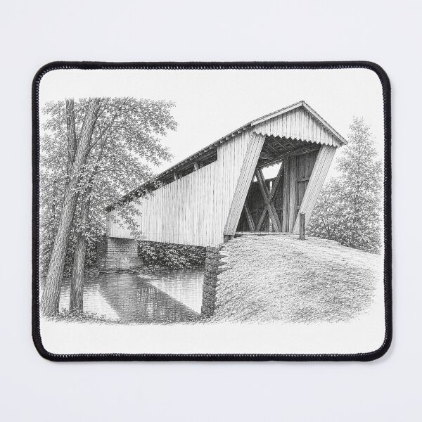 Item preview, Graphene sketch of Switzer Covered Bridge designed and sold by gotucoveredart.