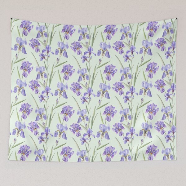 Item preview, Beautiful Irises on Spring-Green designed and sold by Flowersforbear.
