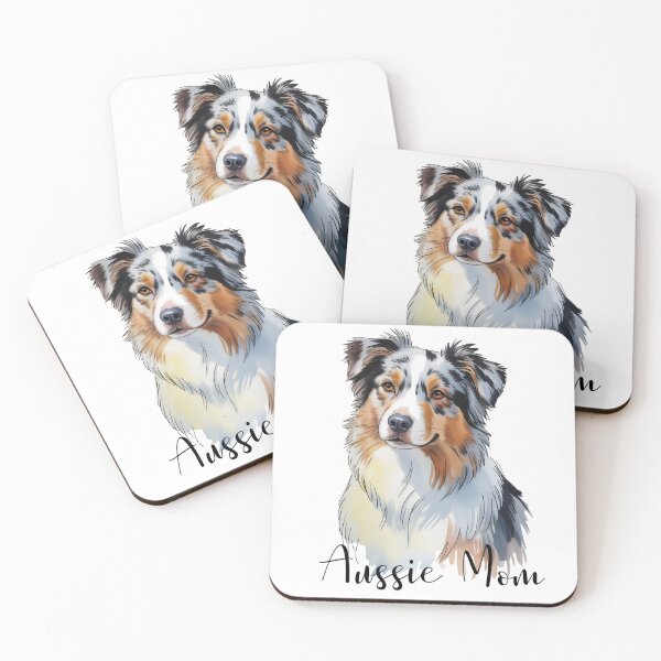 Item preview, Australian Shepherd Portrait – Cute Aussie Dog Illustration for Dog Lovers designed and sold by ArcticFoxStudio.
