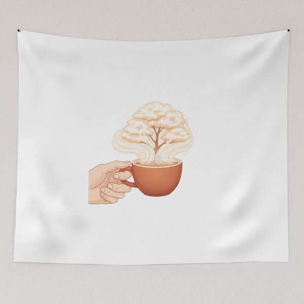 Item preview, Coffee Mug Tree Steam Illustration designed and sold by AbanoubStore.