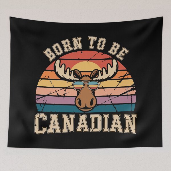 Item preview, Born To Be Canadian Funny Retro Moose Sunset designed and sold by cabana.space.