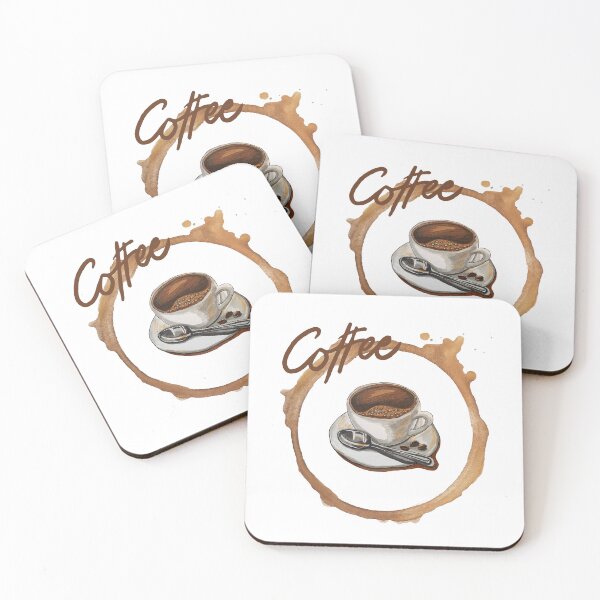 Item preview, Watercolor Espresso Cup & Coffee Ring Art designed and sold by HBBS DESIGNS.
