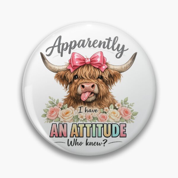 Item preview, Funny Highland Cow T Shirt Apparently I Have An Attitude Who Knew? Cute Farm Animal Lover Gift Graphic Tee designed and sold by pipolabco.