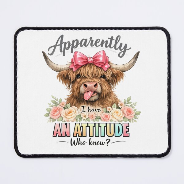 Item preview, Funny Highland Cow T Shirt Apparently I Have An Attitude Who Knew? Cute Farm Animal Lover Gift Graphic Tee designed and sold by pipolabco.