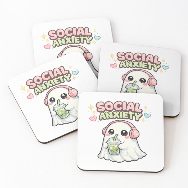 Item preview, Social Anxiety Kawaii Ghost with Matcha Boba Meme designed and sold by LumePrint.