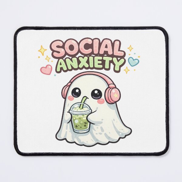 Item preview, Social Anxiety Kawaii Ghost with Matcha Boba Meme designed and sold by LumePrint.