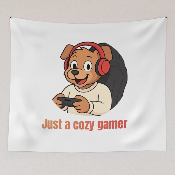 Item preview, Cozy Gamer Dog with Headphones Cute Gaming Cartoon designed and sold by SVenterprises.