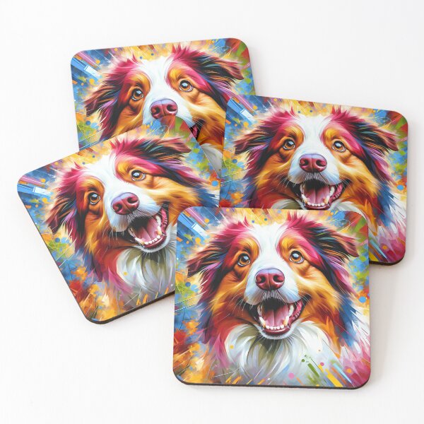 Item preview, Australian Shepherd Acrylic Art Red Merle Aussie Portrait designed and sold by Puppy Puzzles Plus.
