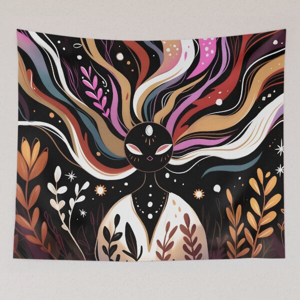 Item preview, Mystical Celestial Spirit Folk Art Illustration designed and sold by LuminousFoundry.