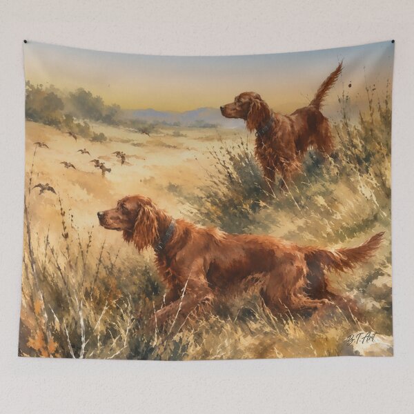 Item preview, Elegant Irish Setters in an Autumn Hunting Landscape designed and sold by TammyHunterArt.