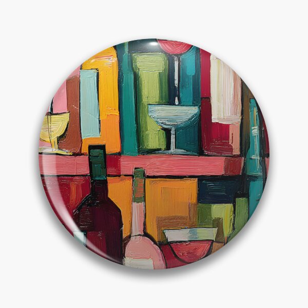 Item preview, Geometric Wine Lounge - Vibrant Bottles and Glasses in Bold Abstract Bar Composition of Rich Colors designed and sold by OlfactoART Studio.