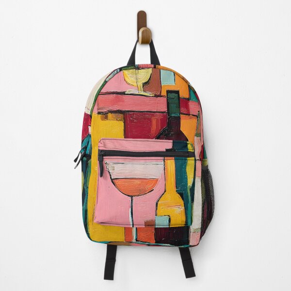 Item preview, Geometric Wine Lounge - Vibrant Bottles and Glasses in Bold Abstract Bar Composition of Rich Colors designed and sold by OlfactoART Studio.