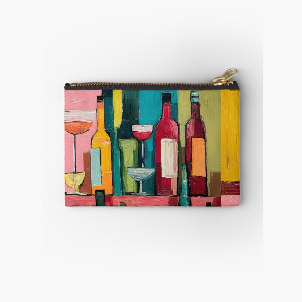 Item preview, Geometric Wine Lounge - Vibrant Bottles and Glasses in Bold Abstract Bar Composition of Rich Colors designed and sold by OlfactoART Studio.