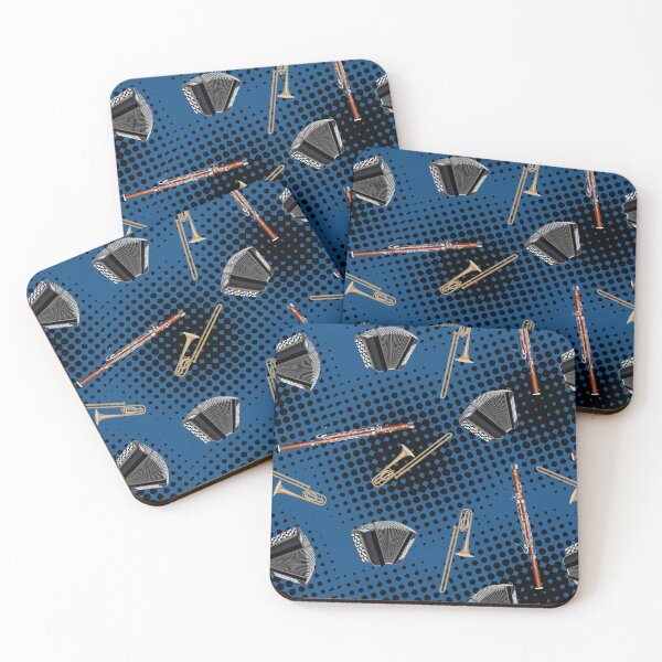 Item preview, Trombone, bassoon and accordion on black and blue designed and sold by kobyakov.