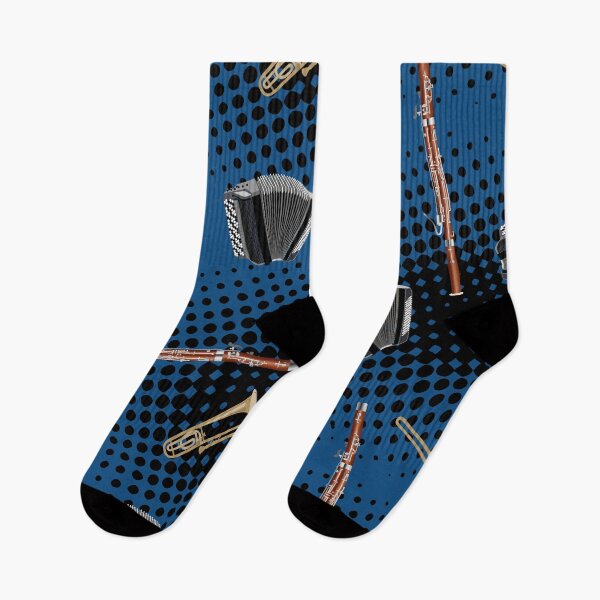 Item preview, Trombone, bassoon and accordion on black and blue designed and sold by kobyakov.