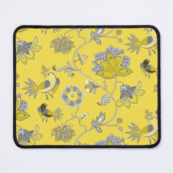Item preview, Exotic chintz with bird - ultimate gray & illuminating yellow designed and sold by kobyakov.