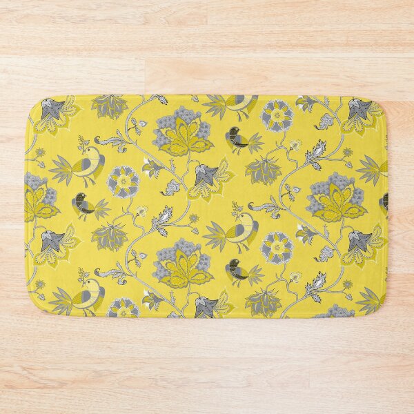 Item preview, Exotic chintz with bird - ultimate gray & illuminating yellow designed and sold by kobyakov.