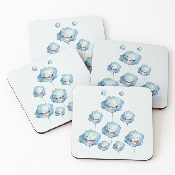 Item preview, Blooming Happy Faces – Minimal Blue Flower Characters designed and sold by zoliartdesign.