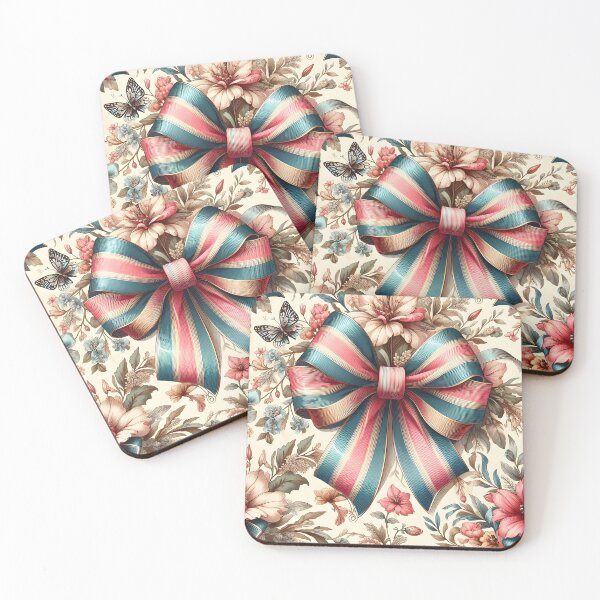 Item preview, Coral Teal Vintage Striped Bow designed and sold by Apex Designs.