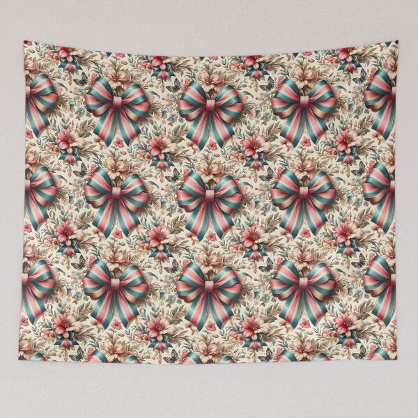 Item preview, Coral Teal Vintage Striped Bow designed and sold by Apex Designs.