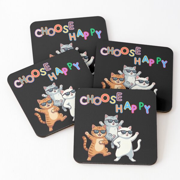 Item preview, Choose Happy - Funny Dancing Cats with Sunglasses designed and sold by thazinart.