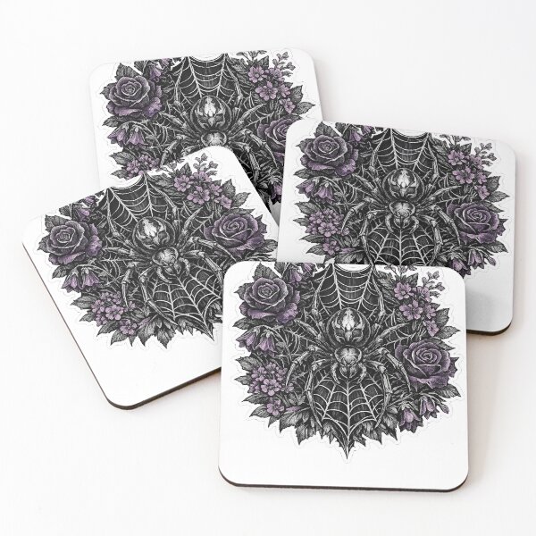 Item preview, Gothic Spider Web Floral Tattoo Sticker | Dark Purple Roses Arachnid Art designed and sold by NeonKawaiiCo.