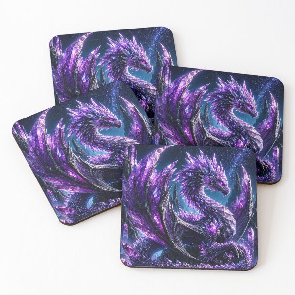 Item preview, Crystal Dragon in Amethyst Cavern | Purple Fantasy Dragon Art designed and sold by DrakariArt.