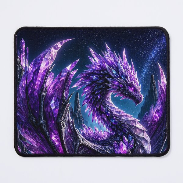 Item preview, Crystal Dragon in Amethyst Cavern | Purple Fantasy Dragon Art designed and sold by DrakariArt.