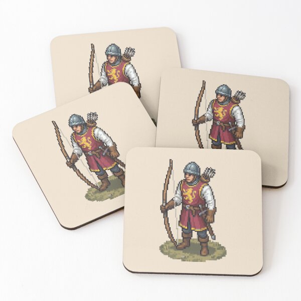 Item preview, English Longbowman — Pixel Art Medieval Archer (Red variant) designed and sold by Koyaanisqatsian.