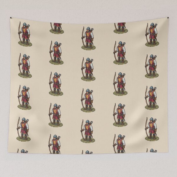 Item preview, English Longbowman — Pixel Art Medieval Archer (Red variant) designed and sold by Koyaanisqatsian.