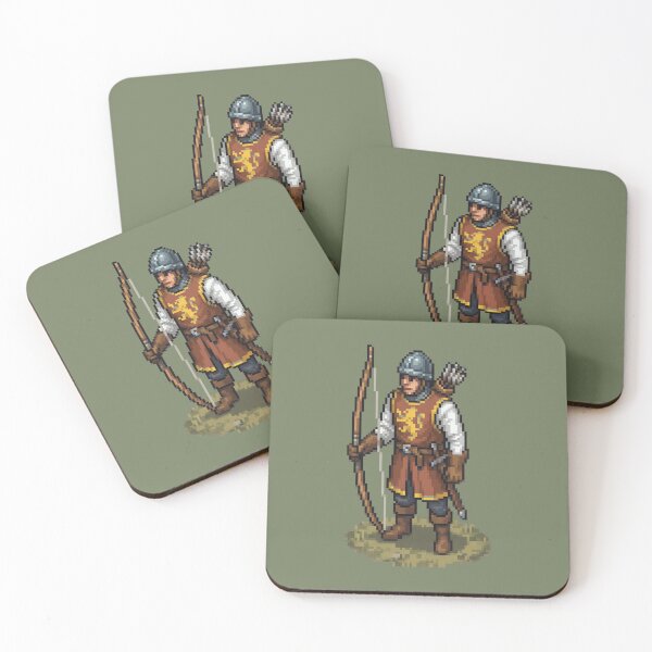 Item preview, English Longbowman — Pixel Art Medieval Archer (Orange Variant) designed and sold by Koyaanisqatsian.