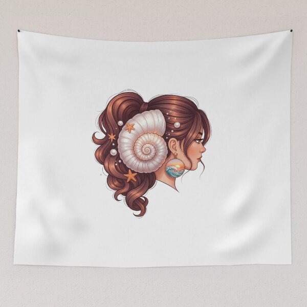Item preview, Ocean Shell Ponytail Woman Portrait designed and sold by AbanoubStore.