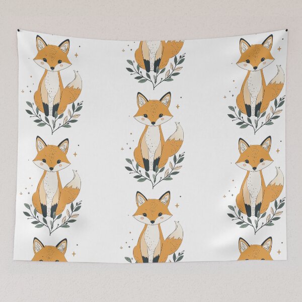 Item preview, Modern Minimalist Alert Red Fox Botanical Wildlife Print designed and sold by BestChoiceService.