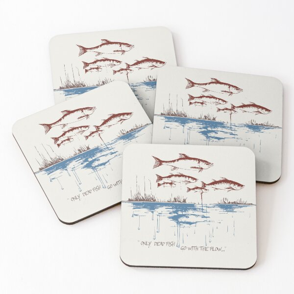 Item preview, Only Dead Fish Go With the Flow – Minimal Symbolic Art designed and sold by zoliartdesign.