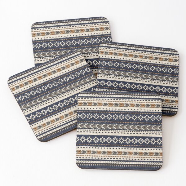 Item preview, Indigo Embroidered Woven Stripe Pattern designed and sold by frumixart.