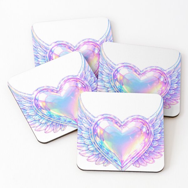Item preview, Y2K Holographic Heart with Angel Wings designed and sold by MeanPanduh.
