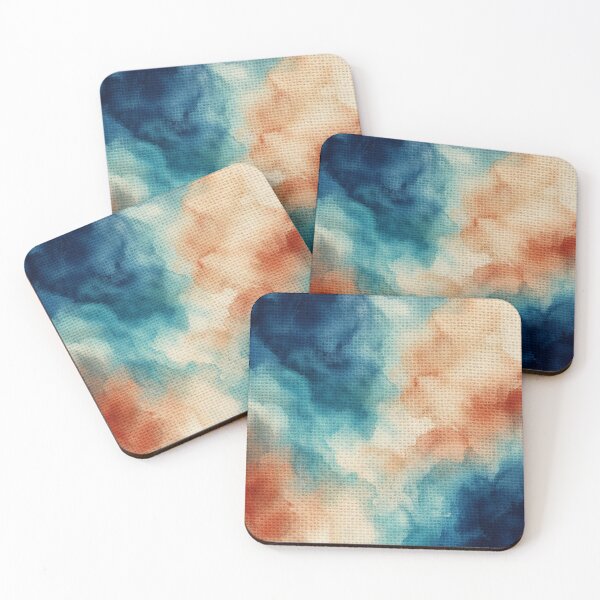 Item preview, Blue Coral Burlap Watercolor Textile Flow designed and sold by frumixart.