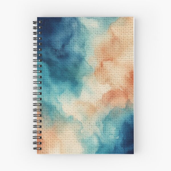 Aperçu de l'œuvre Toile de jute aquarelle corail bleu, effet fluide créée et vendue par frumixart.