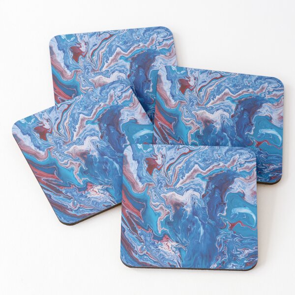 Item preview, Crimson and Sky Blue Fluid Art designed and sold by vonmade.