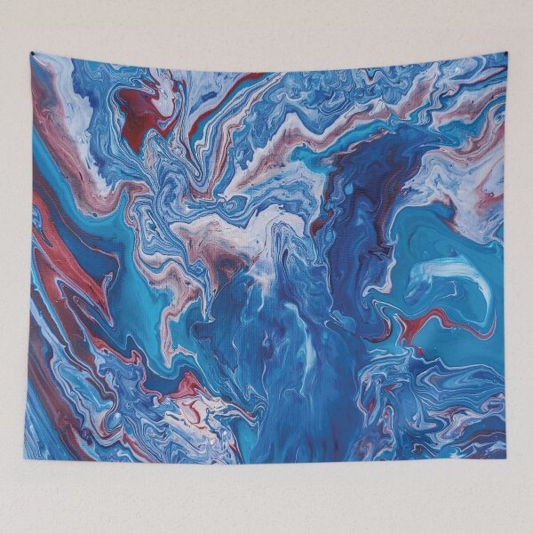 Item preview, Crimson and Sky Blue Fluid Art designed and sold by vonmade.