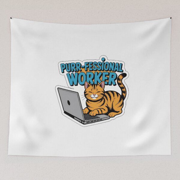 Item preview, Purr-fessional Remote Worker Cat designed and sold by NiftyWrx.