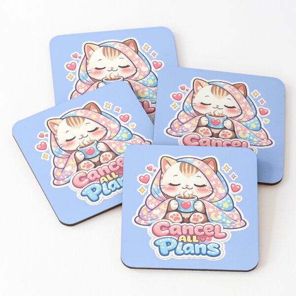 Item preview, Cancel All Plans Cute Cat Cozy Blanket Art designed and sold by Xemora.