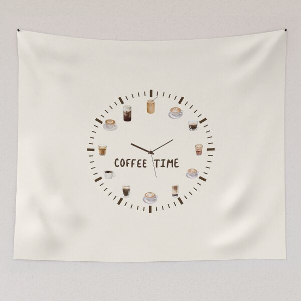 Item preview, ​Aesthetic "Coffee Time" Clock Illustration designed and sold by HBBS DESIGNS.