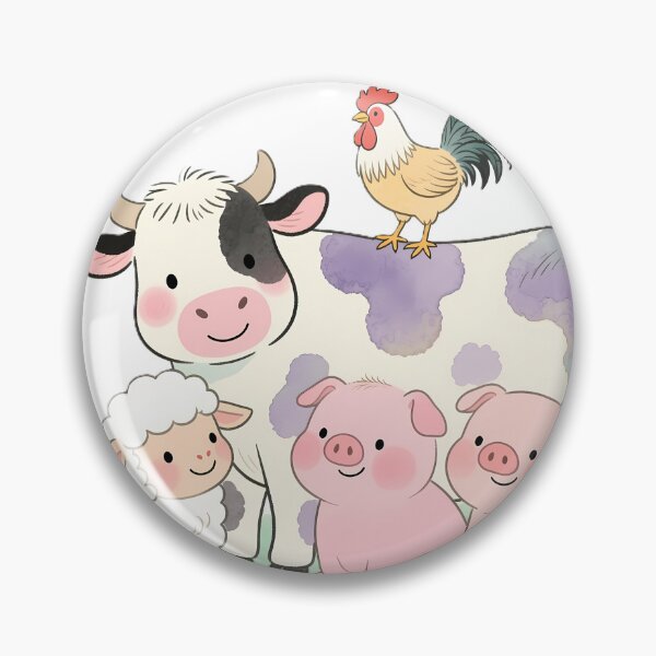 Item preview, Cute Watercolor Farm Animals - Nursery Art with Cow, Sheep, Pigs and Rooster designed and sold by AZABSTORE.