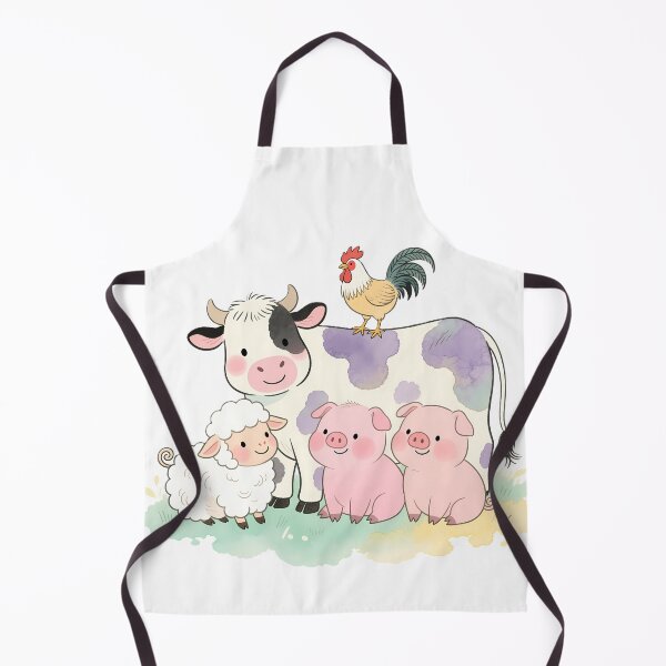 Item preview, Cute Watercolor Farm Animals - Nursery Art with Cow, Sheep, Pigs and Rooster designed and sold by AZABSTORE.